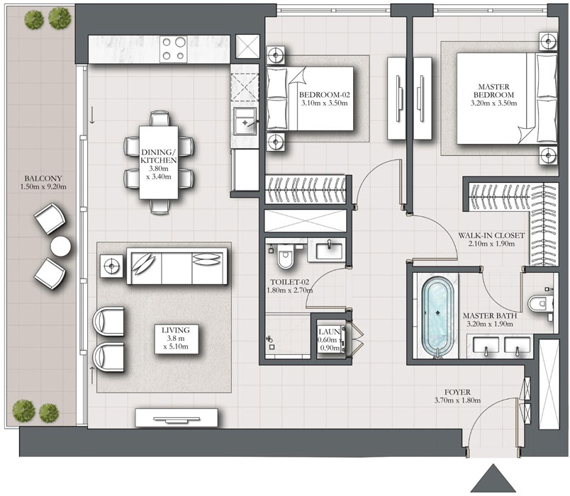emaar-marina-shores-2-bedroom-floor-plan