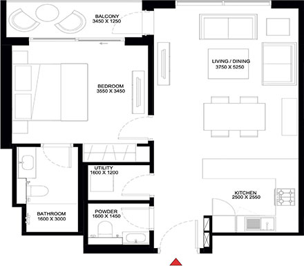 sobha-one-1-bedroom-floor-plan
