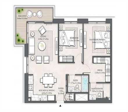emaar-cove-2-bedroom-floor-plan