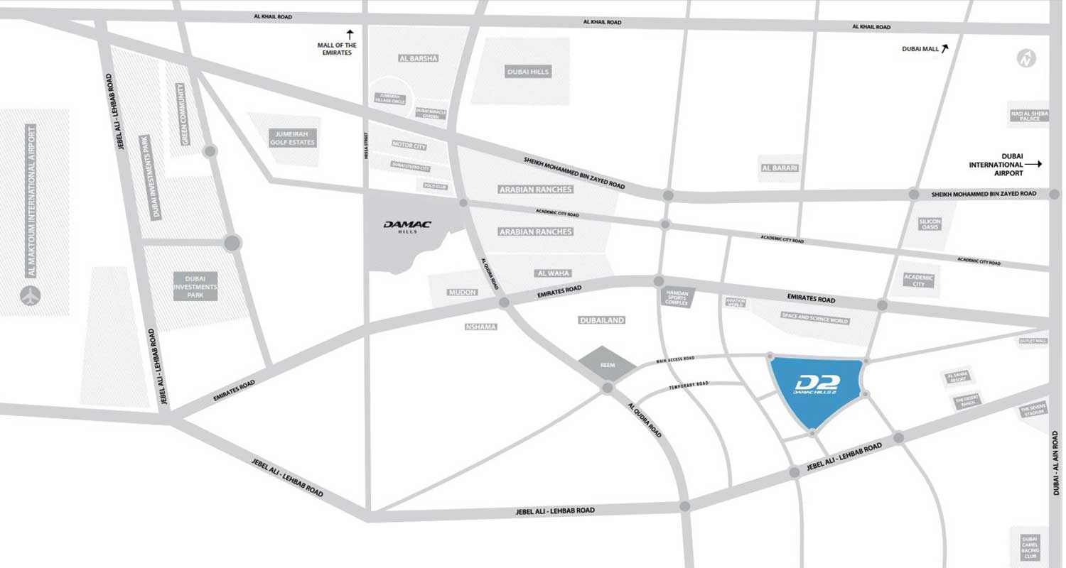 Damac Hills 2 Camelia Townhouse Villas — Dubai location map