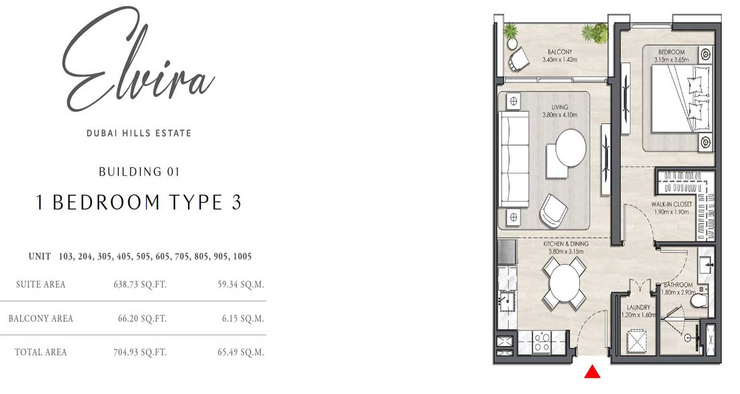 emaar-elvira-1-bedroom-floor-plan