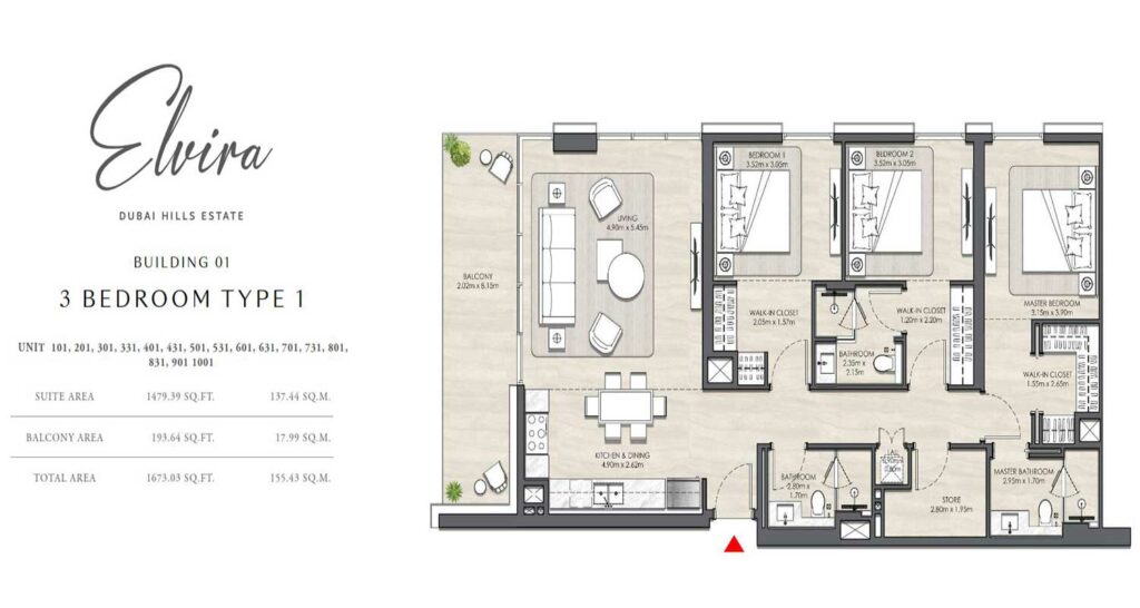 emaar-elvira-3-bedroom-floor-plan