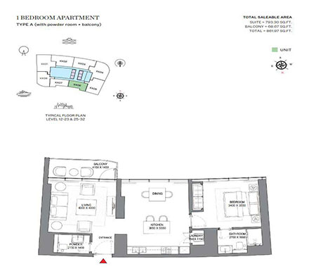 sobha-seahaven-1-bedroom-plan