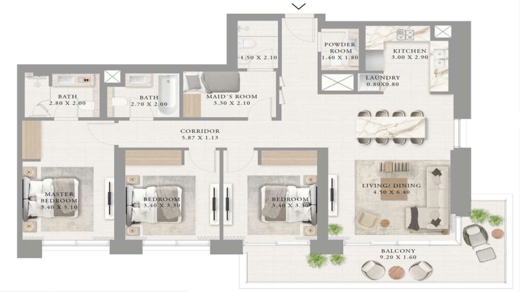 emaar-palace-residence-3-bed-floor-plan