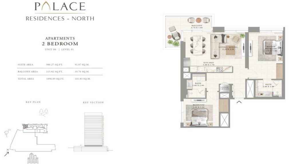 palace-residences-creek-north-2-bedroom-floor-plan