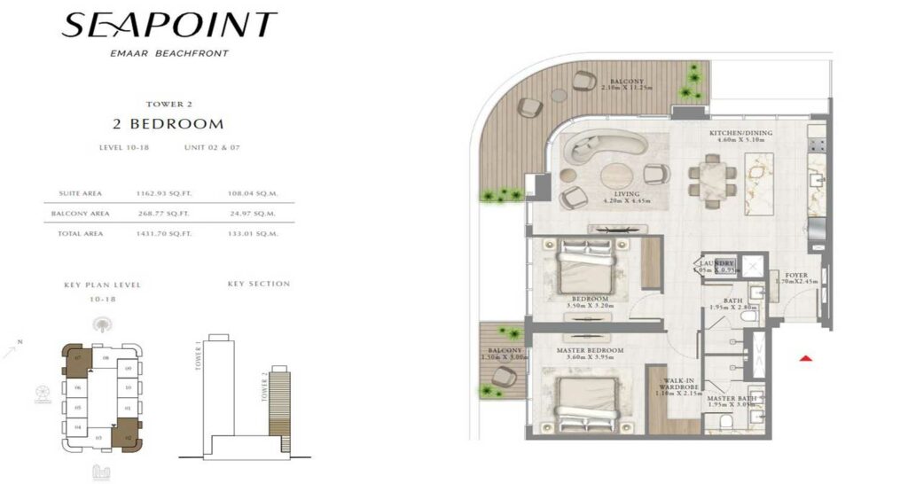 emaar-beachfront-seapoint-2-bedroom-plans