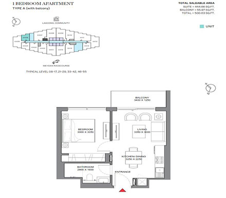 sobha-330-riverside-crescent-1-bedroom-plan