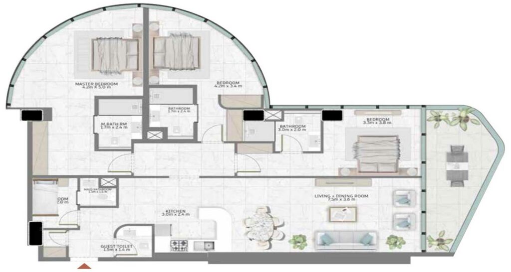 al-habtoor-tower-3-bedroom-plan