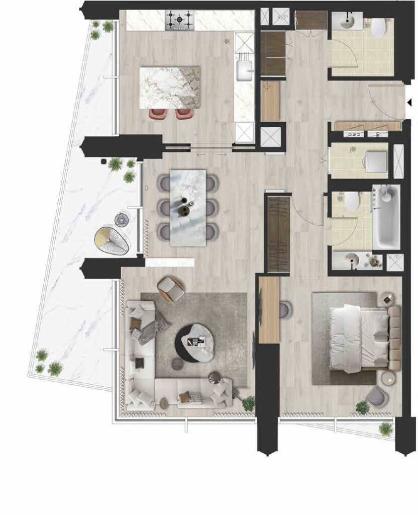 difc-living-1-bedroom-plan