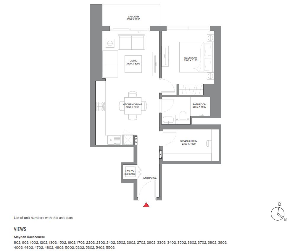 sobha-340-riverside-crescent-1.5-bedroom-floor-plans