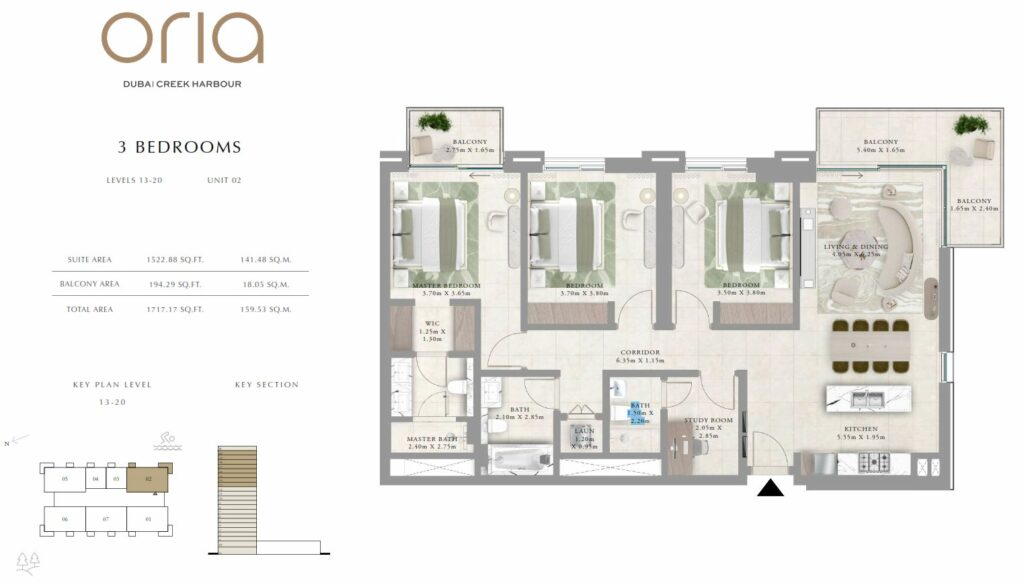 emaar-oria-3-bedroom-plans