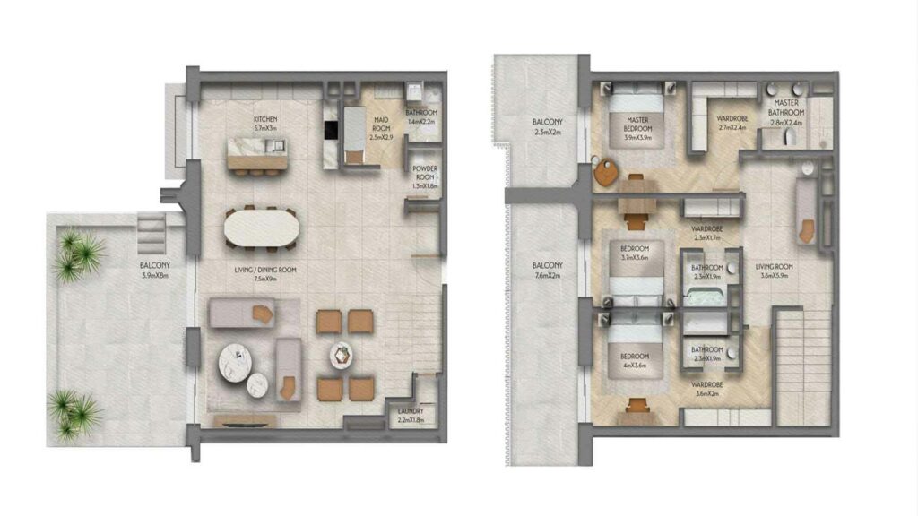 aldar-sama-yas-3-bedroom-plan