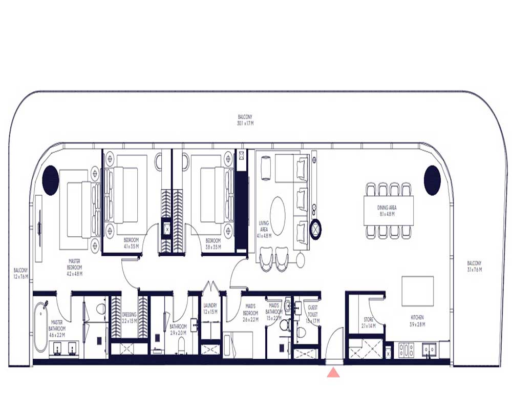 2 Bedroom — Floor Plan