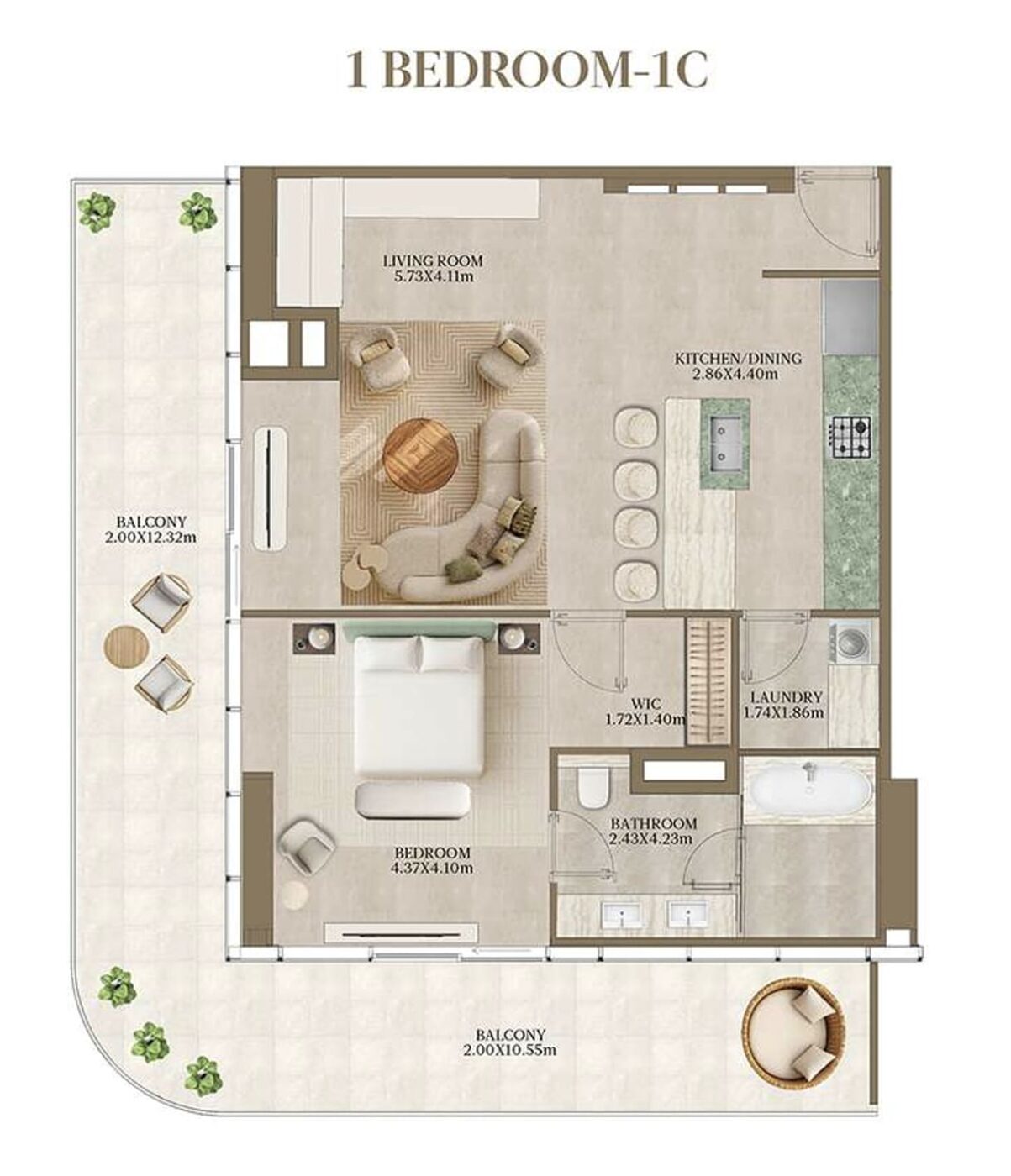 1 Bedroom — Floor Plan